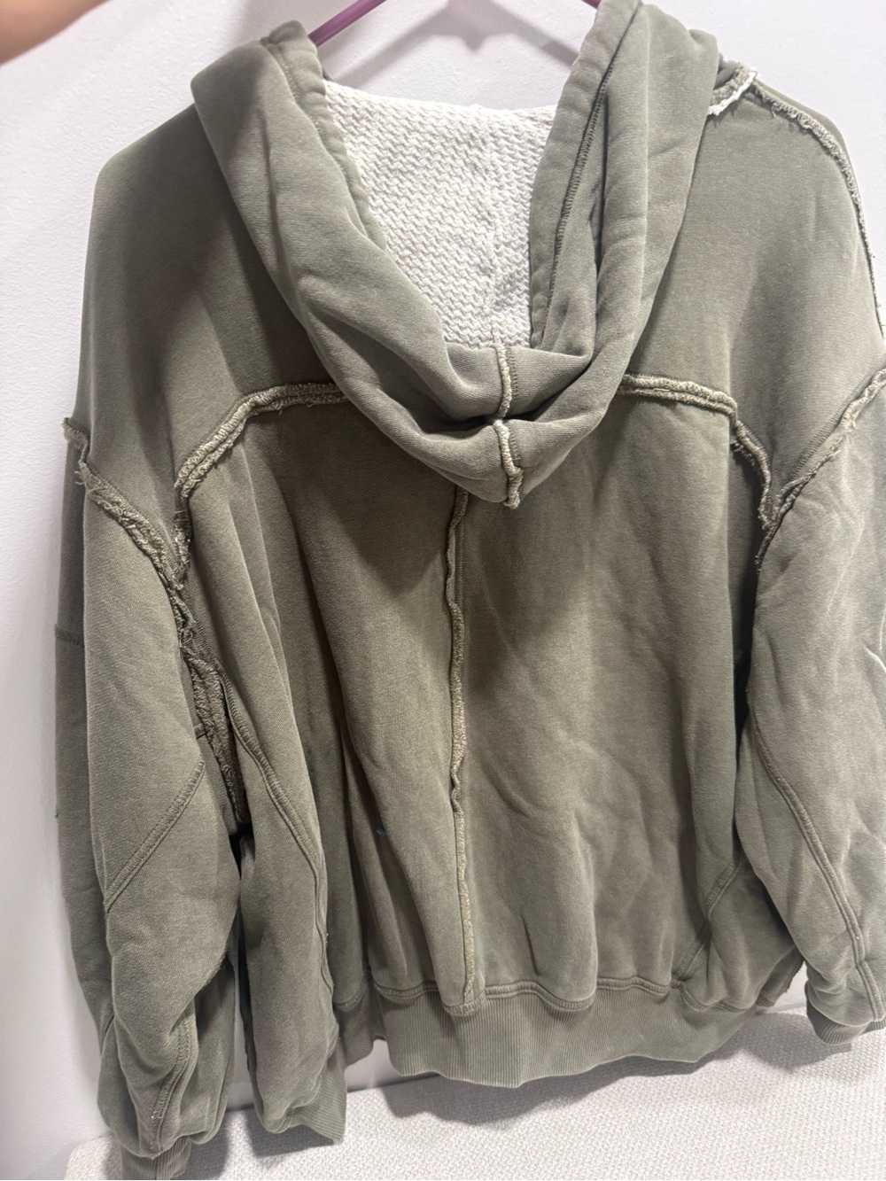 Olive Green Free People We the Free Zip Hoodie Sweater - Picture 4 of 4